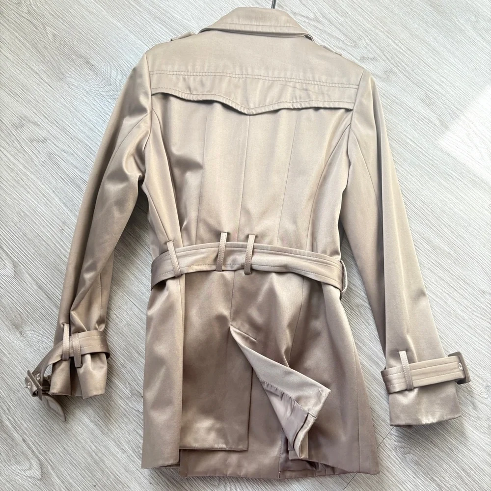 BURTON BY LONDON TAN  DOUBLE BREAST MID LENGHT TRENCH SIZE 40 - Picture 4 of 12